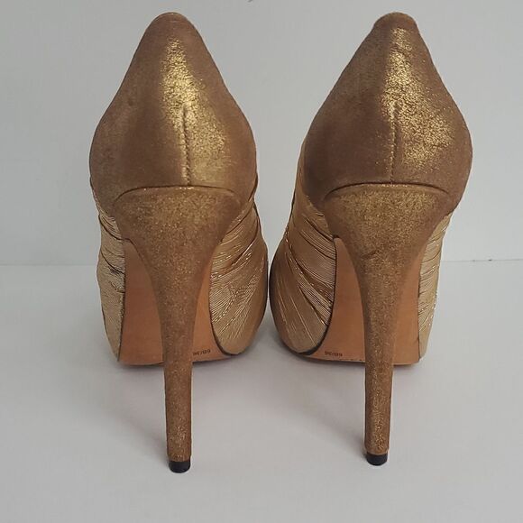 Vince Camuto VC Moda Golden Bronze Heels Women 6B Gold Sparkle Pumps - Picture 4 of 14